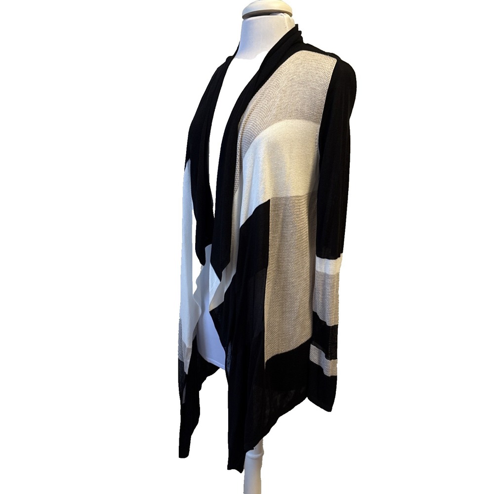 INC Colorblock Waterfall Lightweight Sheer Cardigan Sweater Womens M Chic Office